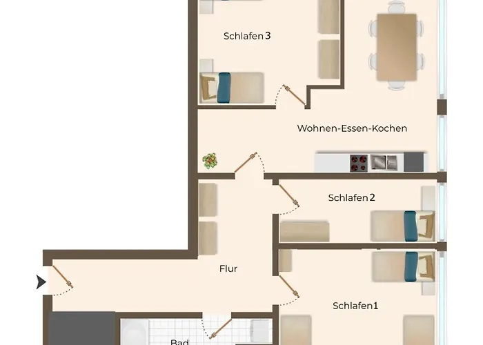 Workers F17 - Mit 3 Schlafzimmern Fuer 6 Personen
